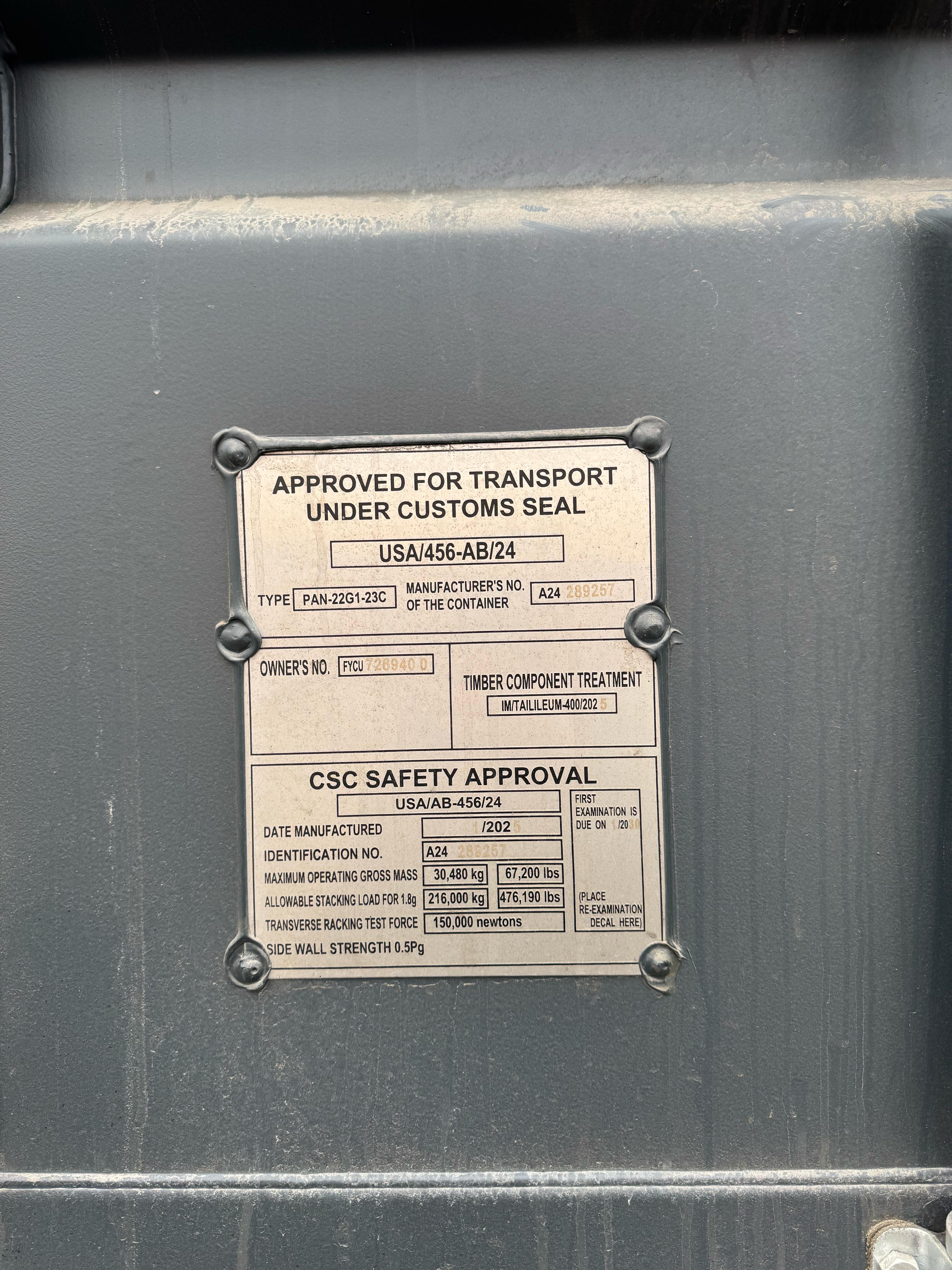 Морской контейнер FYCU7269400